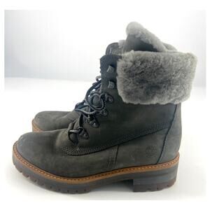 Timberland Ankle Boots Womens Size 7.5 Gray Leather Courmayeur Valley Lace Up